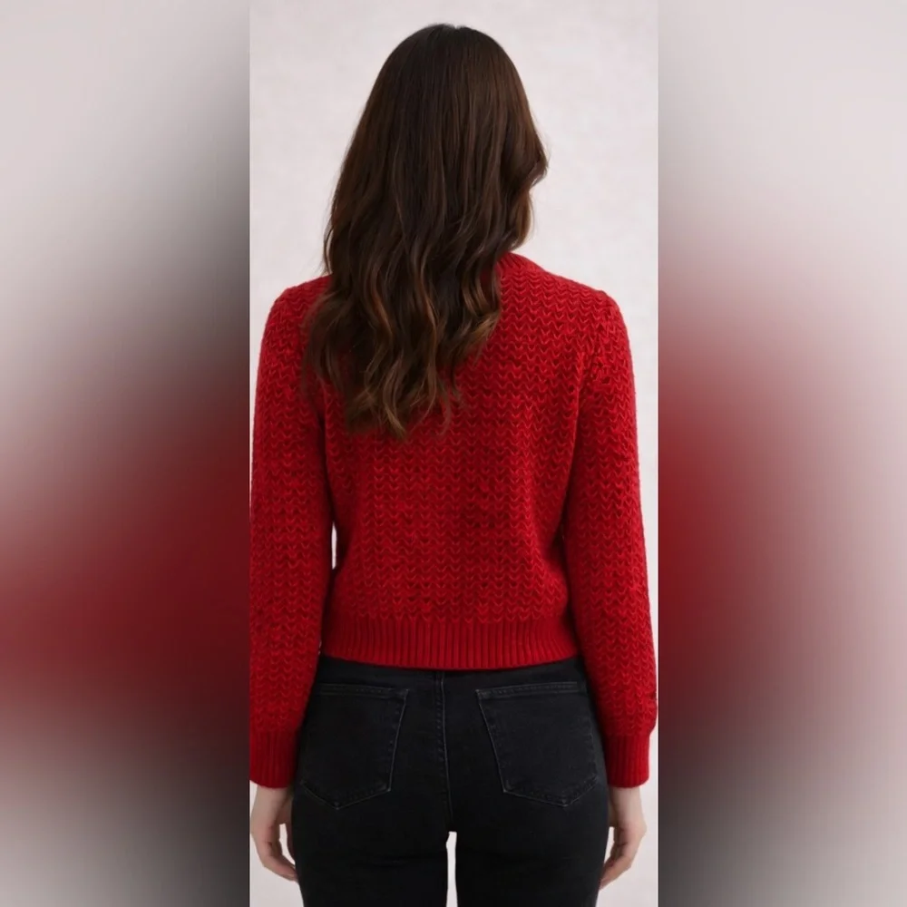 Banana Republic Red Knit Open-Front Cardigan - Picture 3 of 3